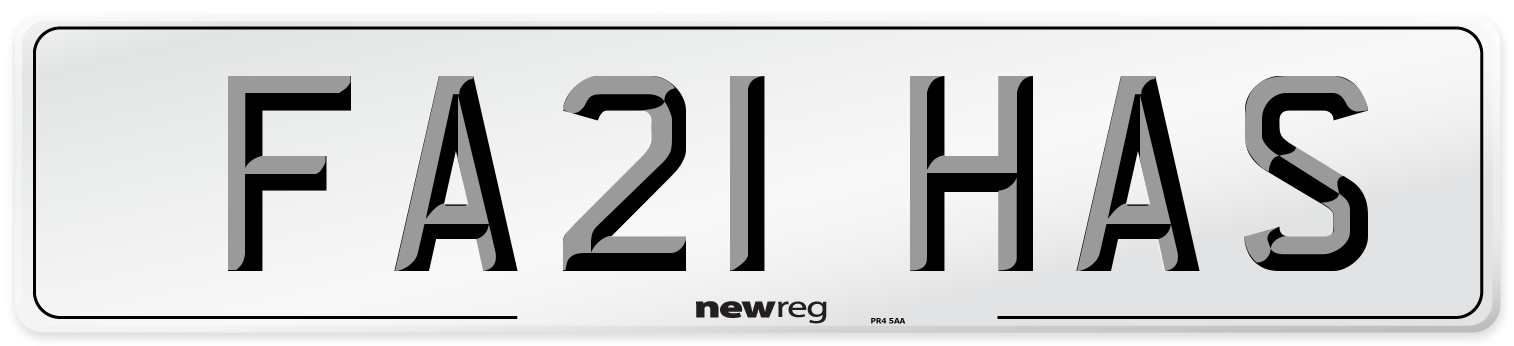 FA21 HAS Number Plate from New Reg